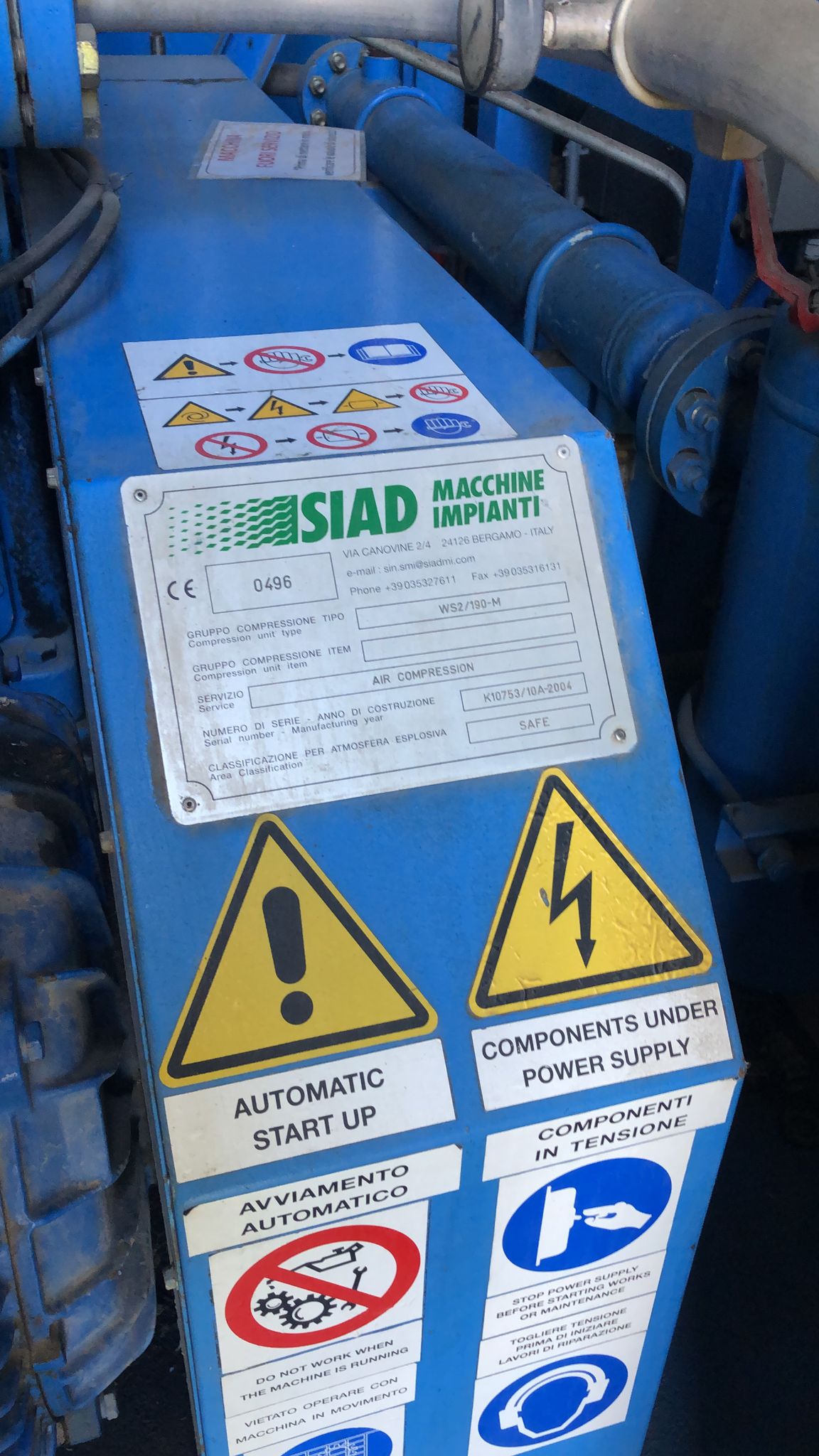 Compressore Siad ws2 190 m Usato 6