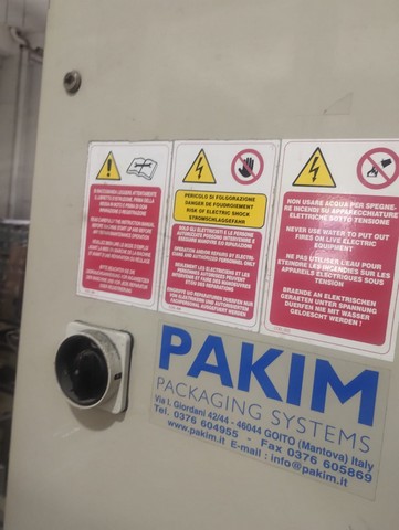 Used Sacmi palletizer with semi-automatic pallet wrapper 6