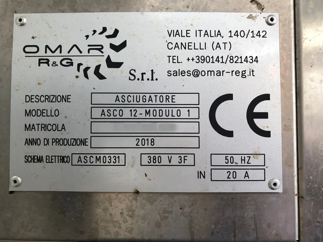 Tunnel di asciugatura Omar 2018 Usato